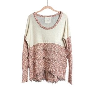 We The Free Long Sleeve Knit Top Orange Fringe Size Xs